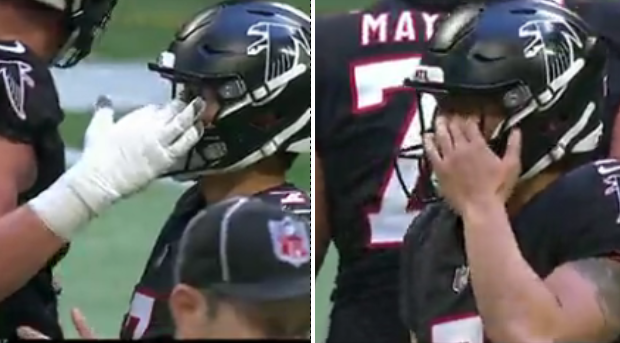 Falcons lineman accidentally pokes Younghoe Koo in the eye 