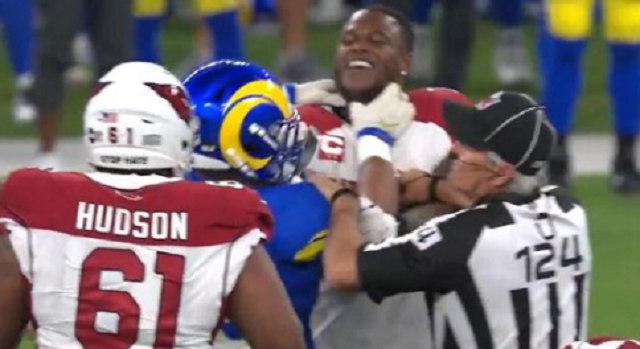 Did Aaron Donald choke Cardinals player during Wild Card game? (Video)