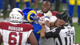 Aaron Donald Tried To Choke Another Player During Rams-Cardinals Playoff Game