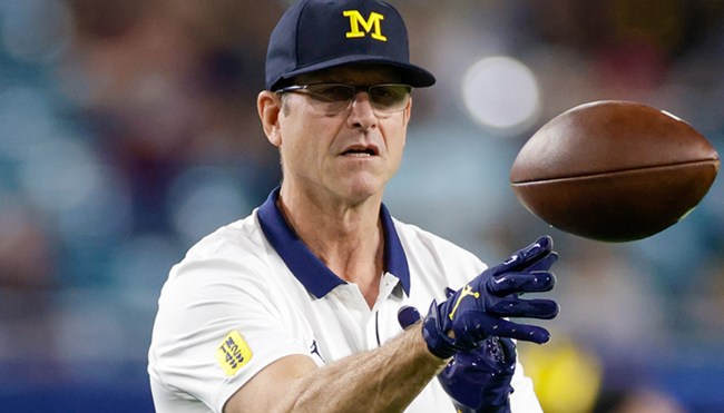 Jim Harbaugh Squats Weights During High School Recruiting Visit