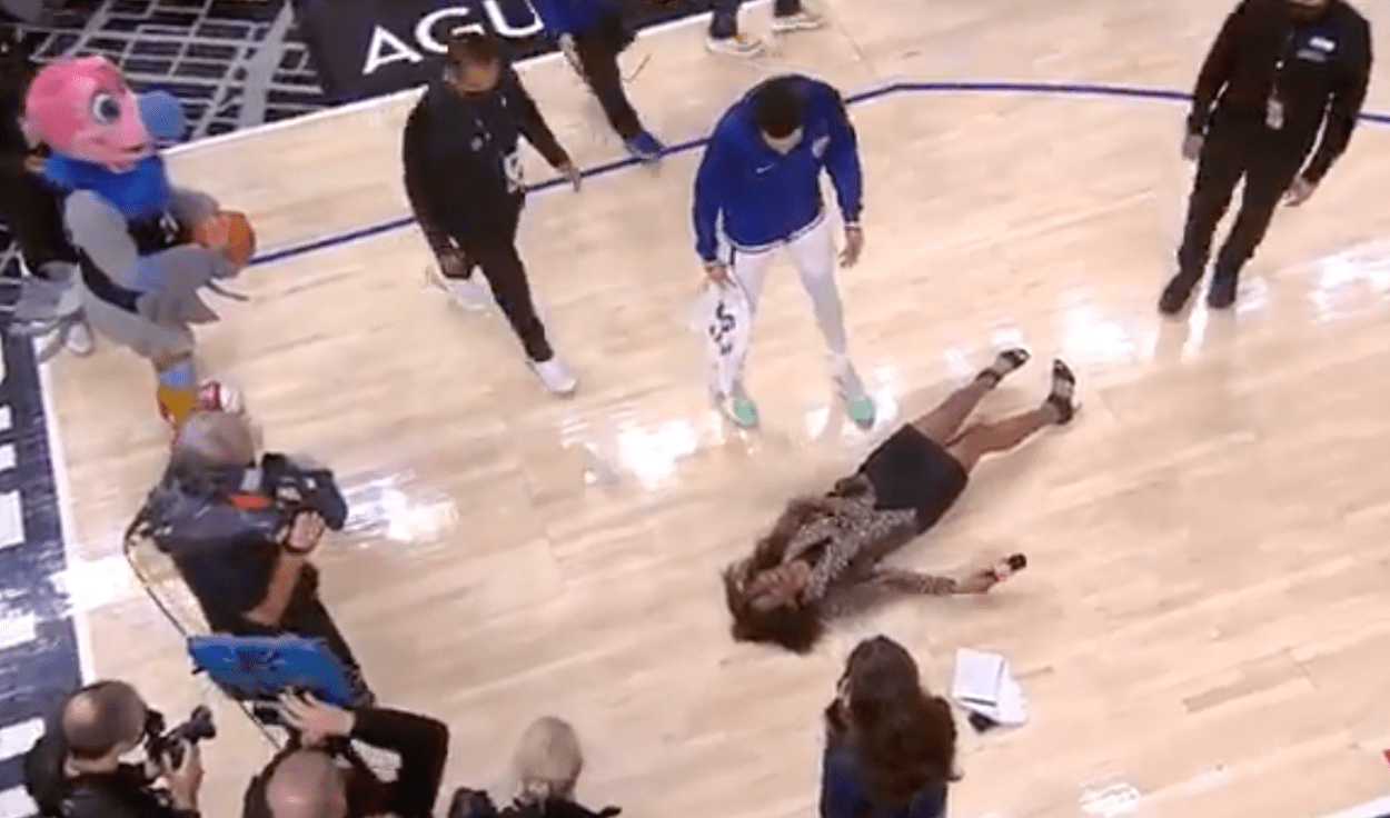 Clippers Sideline Reporter Kristina Pink Face Planted Hard On The Court