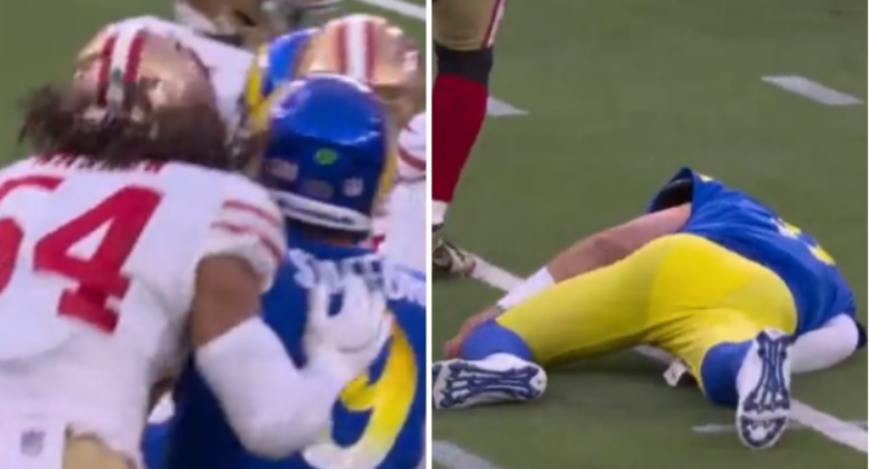 NFL Memes on X: 49ers LB Fred Warner took a cheap shot to the helmet of  Matt Stafford following INT. How did the refs not throw a flag? 🤦‍♂️   / X