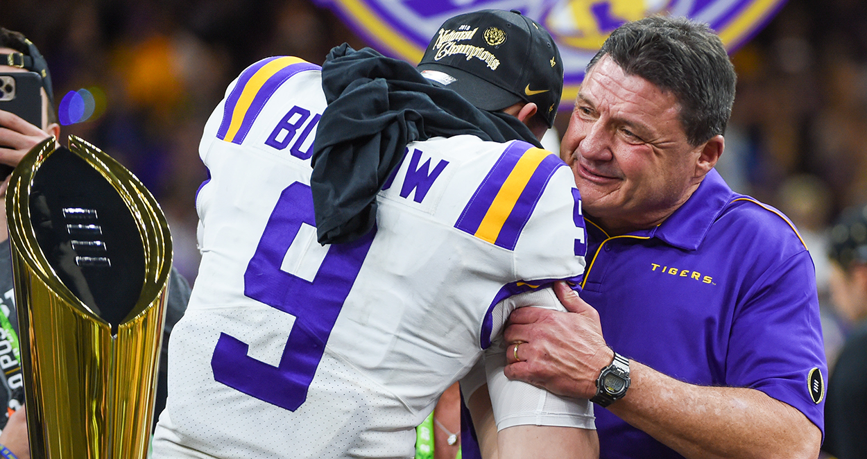 Coach Ed Orgeron talks Joe Burrow, Ohio State, Super Bowl, and