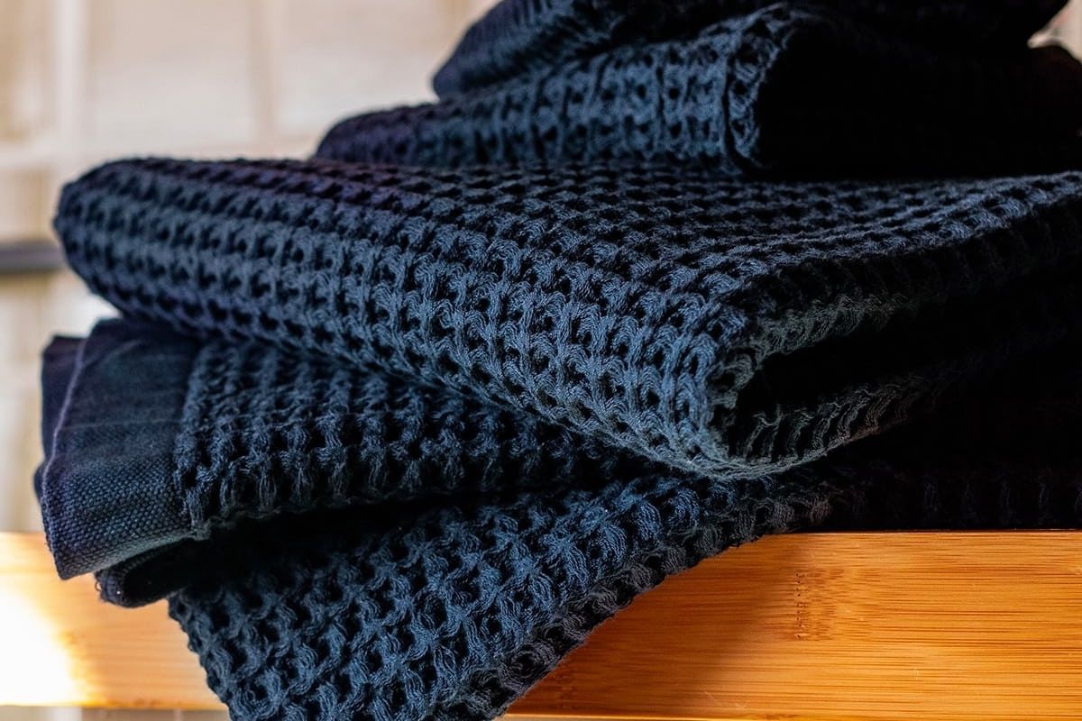 It's Time To Replace Your Crusty Towels With A Waffle Woven Bath Set