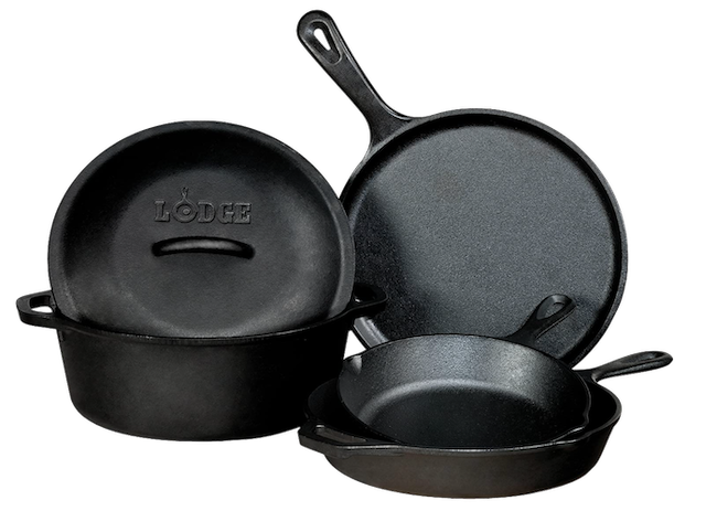 Lodge Pre-Seasoned Cast Iron 5 Piece Set - daily deals