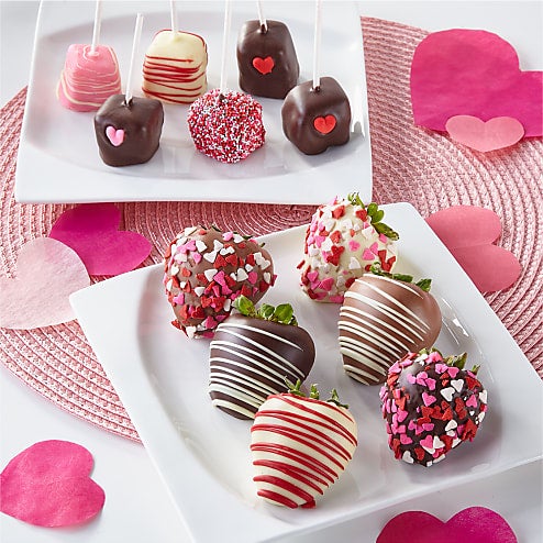 Valentine's Day Belgian Chocolate-Covered Strawberries & Cheesecake Pops