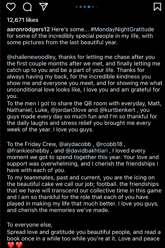 Aaron Rodgers Fuels Retirement Rumors With Cryptic