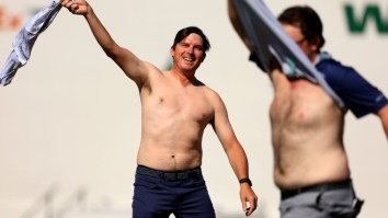 Harry Higgs, Joel Dahmen Rip Their Shirts Off And Fire Up The Crowd With Their Dad Bods On The 16th Hole At The WM Open
