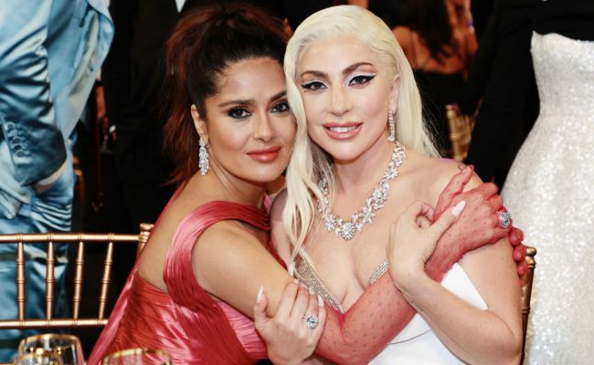 Salma Hayek Says 'House of Gucci' Co-Star Lady Gaga Is A Good Kisser