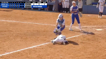 College Softball Player Steals Home By Laying Flat To Avoid Tag With Most Insane Dodge Of All-Time