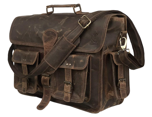 Vintage Leather Laptop Messenger Bag - daily deals