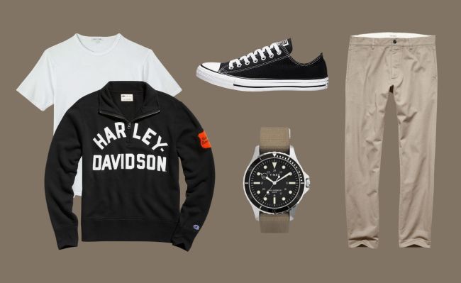 What To Wear With A Harley-Davidson x Champion By Todd Snyder Half Zip Sweatshirt