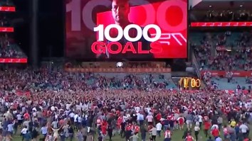 Unreal Scene Unfolds During An Aussie Rules Football Match After Player Hits Legendary Milestone