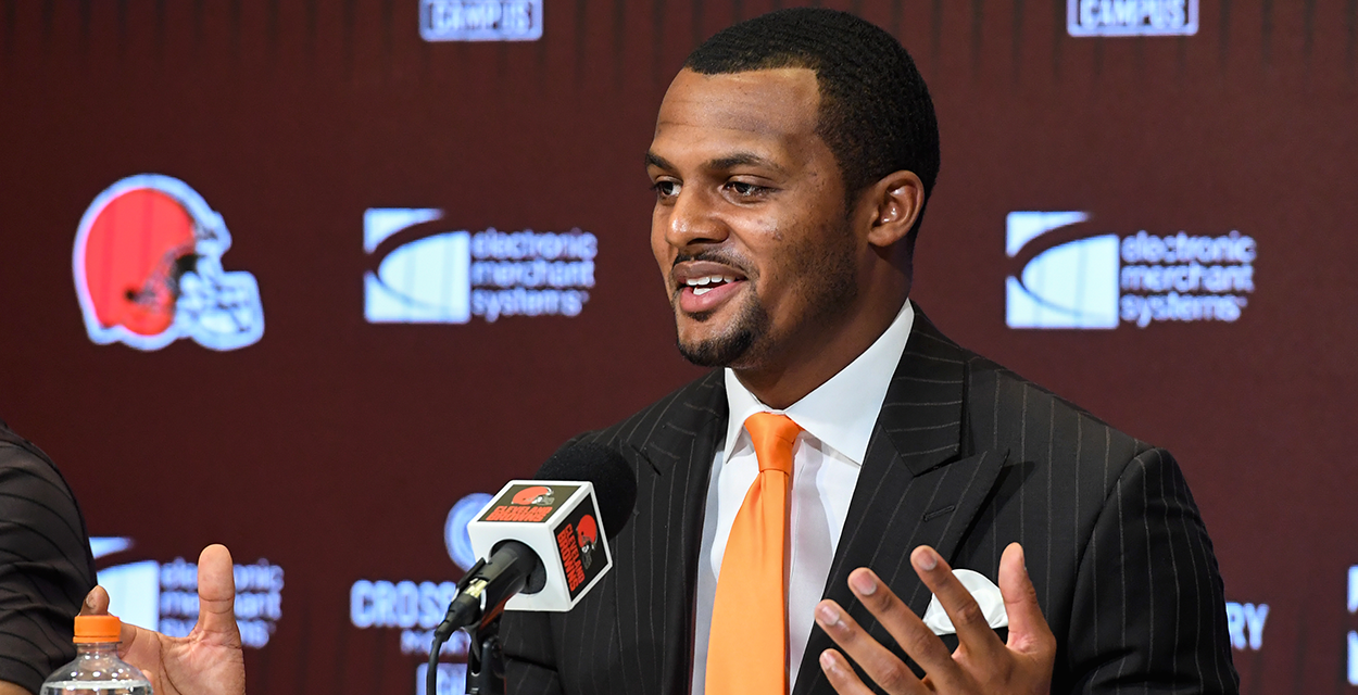 Deshaun Watson Forgets To Remove Falcons Jersey From Background While  showing Off His New Browns Jerseys On Instagram - Daily Snark