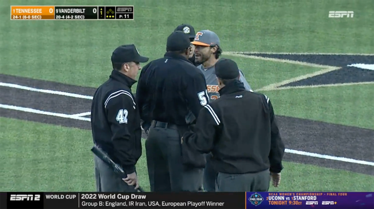UT Baseball Coach Goes Off After Hitter Called Out For Illegal Bat (Video)