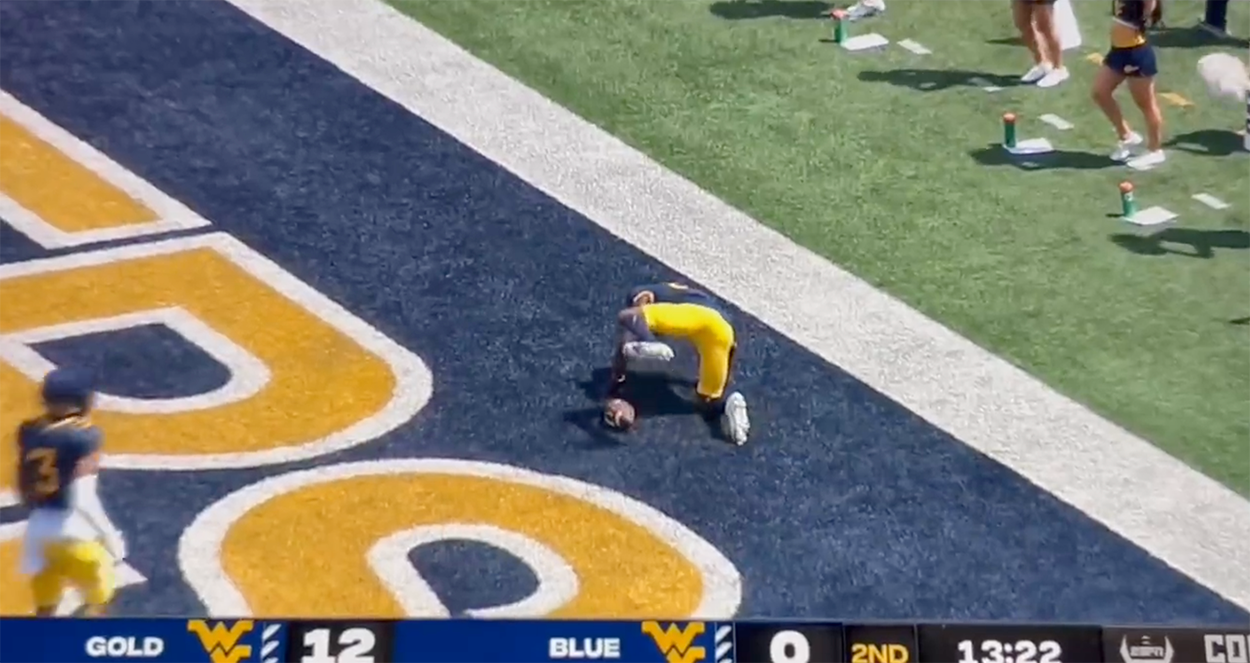 West Virginia WR Sam James Honors NFL Legends With 'Fake Dog Pee'