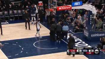 Fan Bizarrely Tries To Glue Herself To The Court During Timberwolves-Clippers Play-In Game