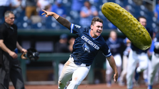 Creighton Baseball Goes Bonkers After Teammate Catches Huge Flipping Pickle In His Mouth (Video)