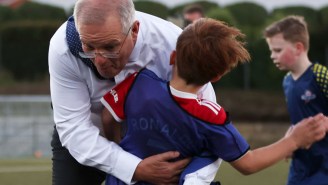 Australia’s Prime Minister Literally Tackles A Small Child While Playing Soccer