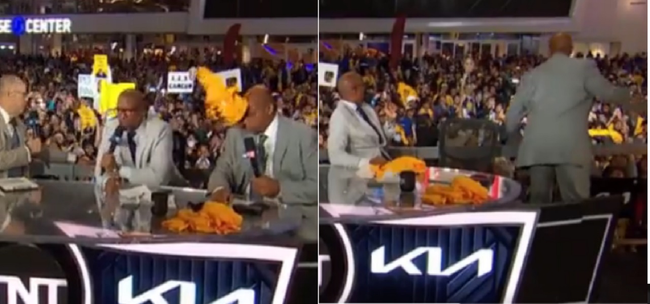 Warriors Fan Hit Charles Barkley In The Head With A Shirt And Barkley Nearly Retaliated By