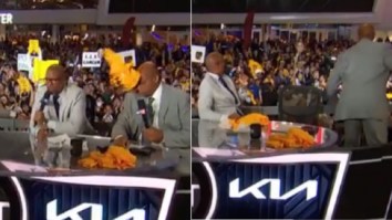 Warriors Fan Hit Charles Barkley In The Head With A Shirt And Barkley Nearly Retaliated By Throwing Mug Into Crowd
