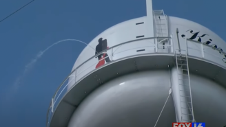 Bullet Damage To Water Tower Mural Of Johnny Cash Makes It Look Like He’s Peeing On The Town (Video)