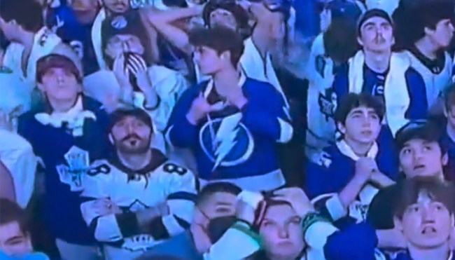 Lightning Fan In Toronto Takes Off Jersey For Safety After OT Comeback