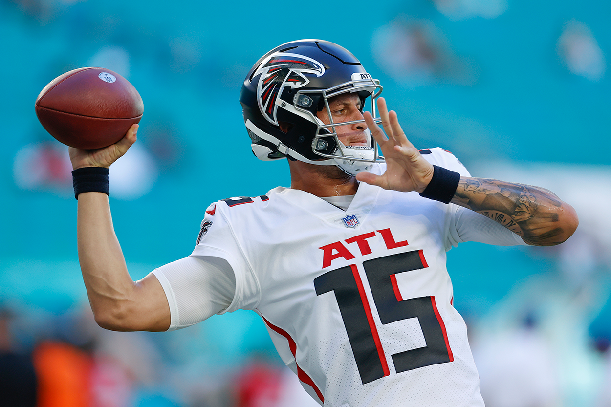 Atlanta Falcons quarterback Feleipe Franks #15 in action during