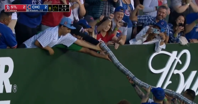 Chicago Cubs Fans Pull Off Rarely-Seen Multi-Deck Beer Cup Snake