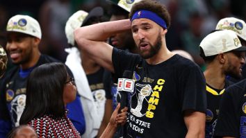 Klay Thompson Blindsides, Bowls Over Unsuspecting Woman After Spending The Day Drinking Hennessy From The Bottle (Video)
