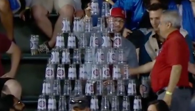 Usher At Cubs Game Vilified For Destroying Epic Beer Cup Pyramid