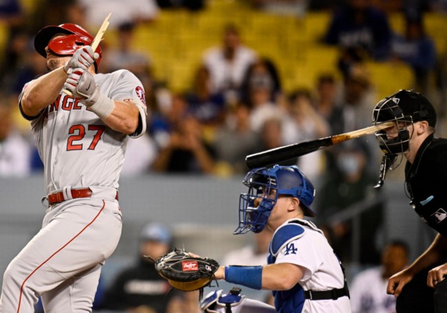 Scary Scene Unfolds As Umpire Gets Struck By Mike Trout's Broken Bat