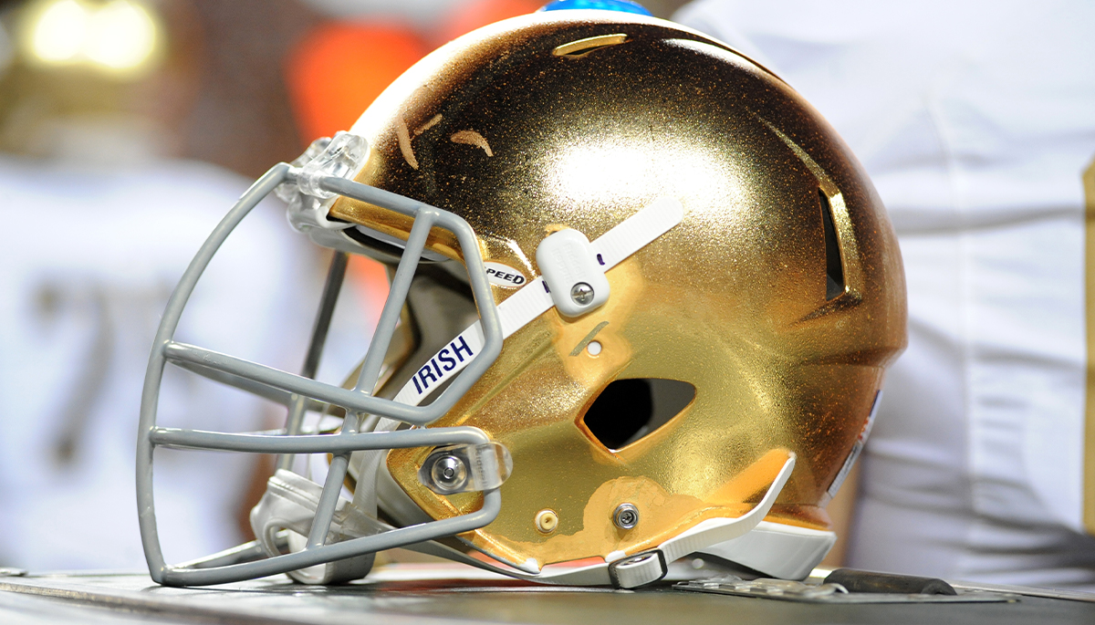 Notre Dame gold helmet