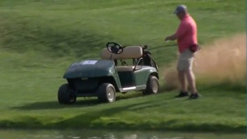 Watch A Runaway Golf Cart Drive Straight Into A Pond At The Travelers Championship