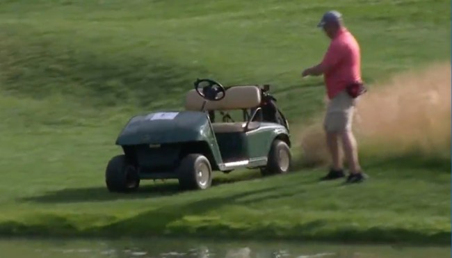 Runaway Golf Cart Ends Up In Pond At Travelers Championship