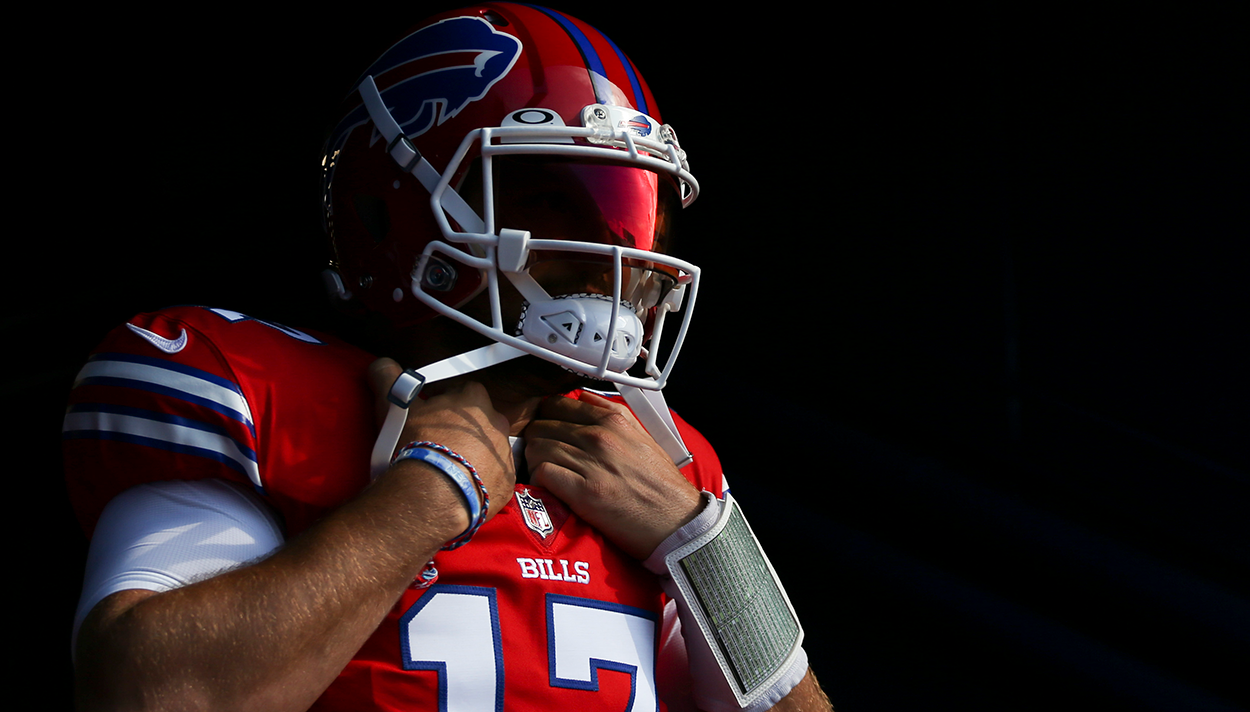 Buffalo Bills LOOK: Josh Allen Rocking Slick Blue Helmet Before