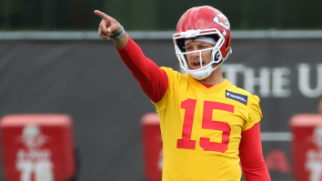 Patrick Mahomes Continues To Be A Wizard As He Hits The Crossbar With Behind-The-Back Dart (Video)