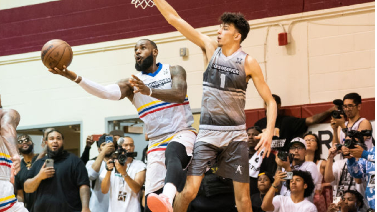 LeBron James shoots the ball over Chet Holmgren during the CrawsOver  News Photo - Getty Images