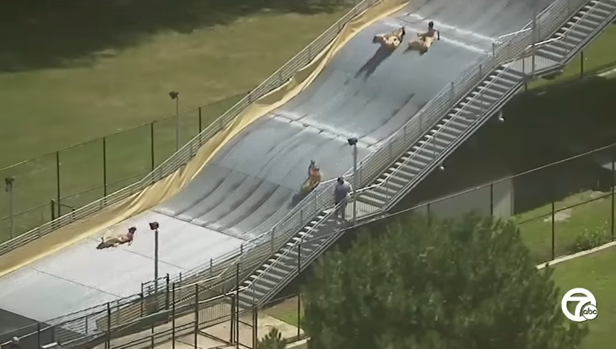 Detroit's 'Giant Slide' Reopens, Bouncing Riders At High Rates Of Speed