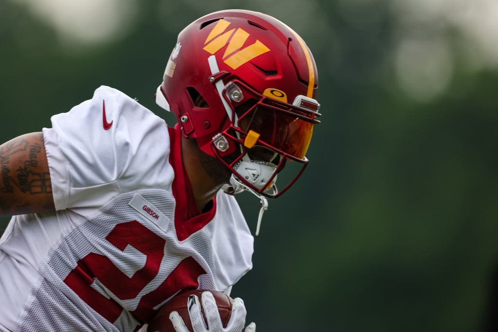 Washington Commanders running back Antonio Gibson looks on during the  News Photo - Getty Images