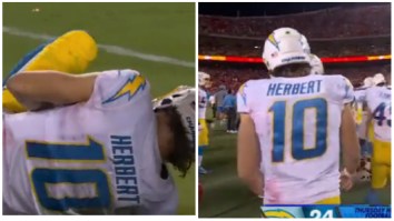 Chargers Fans Should Be Concerned About Justin Herbert’s Ribs After Worrying Video Of Herbert Walking Off Field