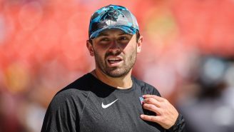 Baker Mayfield Had A Hilarious Reaction To His Panthers Coach Weirdly Kissing Footballs
