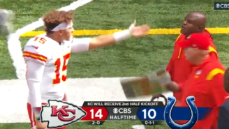 Patrick Mahomes And Chiefs OC Eric Bieniemy Get Heated On The Sidelines And Had To Be Separated