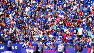 Sad Giants Fan With His Entire Head And Face Painted Blue Becomes The Best New NFL Meme
