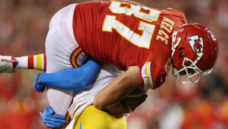 Travis Kelce’s Recent Praise Of Derwin James Comes Back To Haunt Him After Monster Tackle (Video)