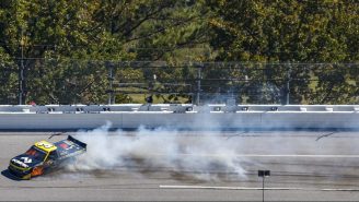 Watch NASCAR Driver Jordan Anderson Jump Out Of A Speeding, Flaming Truck After A Wild Talladega Crash