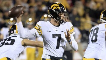 The College Football World Is Yet Again Piling On Iowa Quarterback Spencer Petras For A Horrific Interception