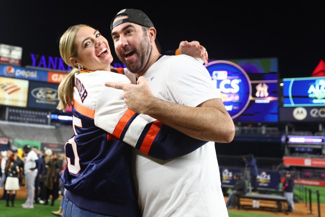 Kate Upton And Justin Verlander celebrate after Houston Astros 2022 ALCS