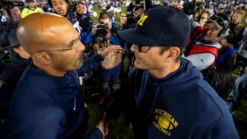 Jim Harbaugh Calls Out James Franklin, Penn State Over ‘Sophomoric’ Halftime Skirmish Outside Of Locker Room