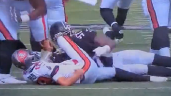 Video Shows Tom Brady Kicking Falcons Player And Fans Want To Know Why He Wasn’t Penalized